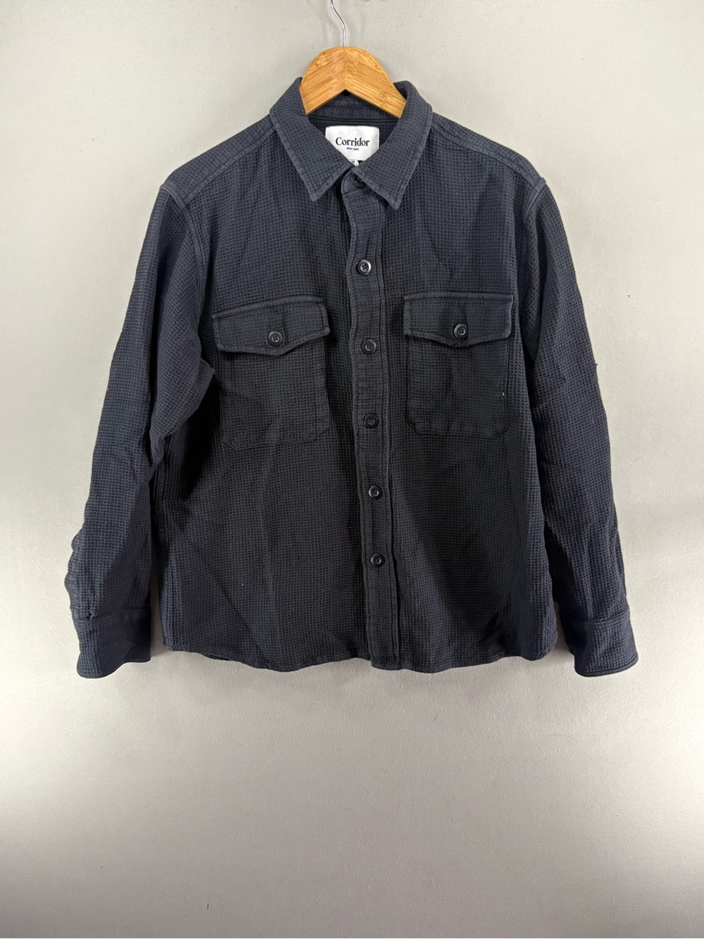 Corridor Men's Kingston Waffle Shirt Jacket Black Size Medium Cotton Style